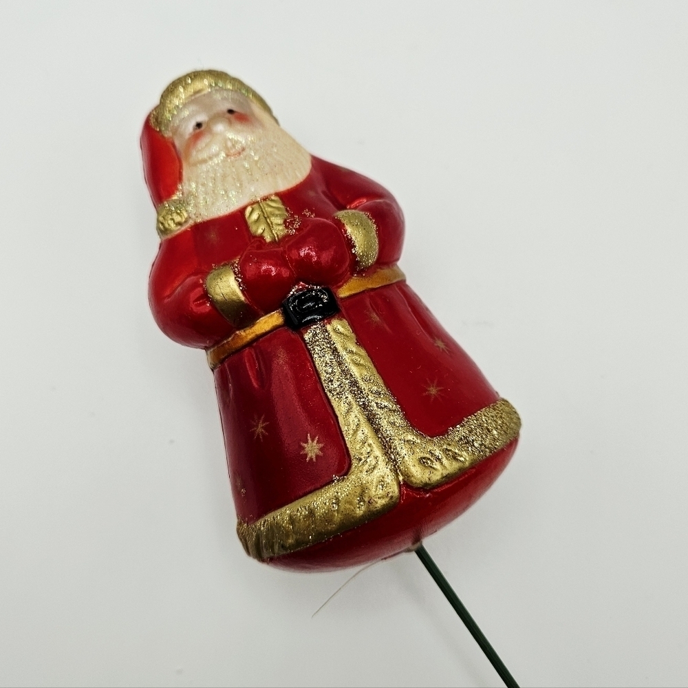 VINTAGE Blow Mold Santa Claus Pick Wreath Plant Decoration Accent Christmas